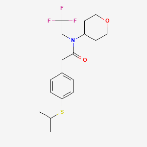 molecular formula C18H24F3NO2S B2647510 2-(4-(isopropylthio)phenyl)-N-(tetrahydro-2H-pyran-4-yl)-N-(2,2,2-trifluoroethyl)acetamide CAS No. 1396856-61-3