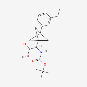 molecular formula C20H27NO4 B2647514 2-[3-(3-Ethylphenyl)-1-bicyclo[1.1.1]pentanyl]-2-[(2-methylpropan-2-yl)oxycarbonylamino]acetic acid CAS No. 2287262-18-2