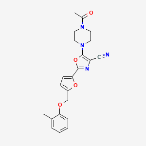 5-(4-Acetylpiperazin-1-yl)-2-{5-[(2-methylphenoxy)methyl]furan-2-yl}-1,3-oxazole-4-carbonitrile