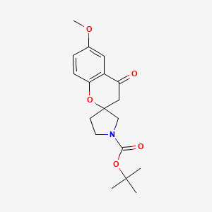 molecular formula C18H23NO5 B2647524 tert-Butyl 6-methoxy-4-oxo-3,4-dihydrospiro[1-benzopyran-2,3'-pyrrolidine]-1'-carboxylate CAS No. 1794299-96-9