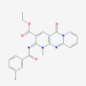 molecular formula C22H17FN4O4 B2647529 (Z)-ethyl 2-((3-fluorobenzoyl)imino)-1-methyl-5-oxo-2,5-dihydro-1H-dipyrido[1,2-a:2',3'-d]pyrimidine-3-carboxylate CAS No. 534565-47-4