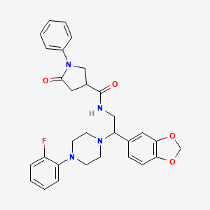 N-(2-(benzo[d][1,3]dioxol-5-yl)-2-(4-(2-fluorophenyl)piperazin-1-yl)ethyl)-5-oxo-1-phenylpyrrolidine-3-carboxamide