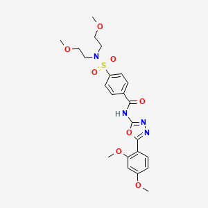 molecular formula C23H28N4O8S B2647537 4-[bis(2-methoxyethyl)sulfamoyl]-N-[5-(2,4-dimethoxyphenyl)-1,3,4-oxadiazol-2-yl]benzamide CAS No. 533870-37-0