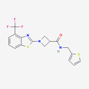 molecular formula C17H14F3N3OS2 B2647540 N-(thiophen-2-ylmethyl)-1-(4-(trifluoromethyl)benzo[d]thiazol-2-yl)azetidine-3-carboxamide CAS No. 1396865-91-0