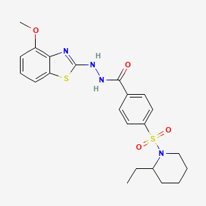 molecular formula C22H26N4O4S2 B2647549 4-((2-ethylpiperidin-1-yl)sulfonyl)-N'-(4-methoxybenzo[d]thiazol-2-yl)benzohydrazide CAS No. 851978-51-3