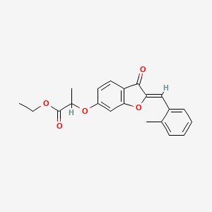 molecular formula C21H20O5 B2647560 (Z)-ethyl 2-((2-(2-methylbenzylidene)-3-oxo-2,3-dihydrobenzofuran-6-yl)oxy)propanoate CAS No. 620546-60-3