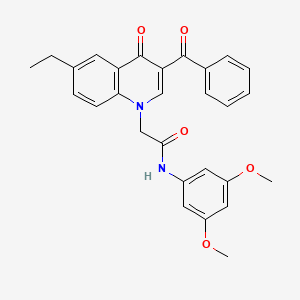 molecular formula C28H26N2O5 B2647563 2-(3-benzoyl-6-ethyl-4-oxoquinolin-1(4H)-yl)-N-(3,5-dimethoxyphenyl)acetamide CAS No. 897759-11-4