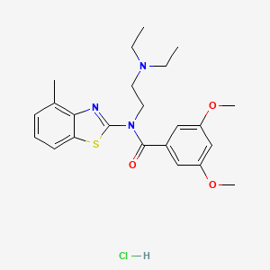 molecular formula C23H30ClN3O3S B2647565 N-(2-(diethylamino)ethyl)-3,5-dimethoxy-N-(4-methylbenzo[d]thiazol-2-yl)benzamide hydrochloride CAS No. 1216656-84-6