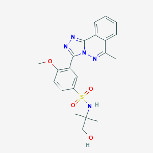 molecular formula C21H23N5O4S B264757 N-(2-hydroxy-1,1-dimethylethyl)-4-methoxy-3-(6-methyl[1,2,4]triazolo[3,4-a]phthalazin-3-yl)benzenesulfonamide 