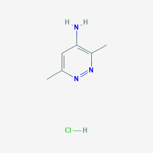 molecular formula C6H10ClN3 B2647582 3,6-Dimethylpyridazin-4-amine hydrochloride CAS No. 1803610-59-4