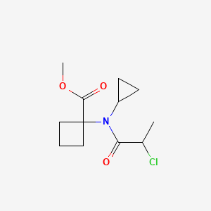 molecular formula C12H18ClNO3 B2647592 Methyl 1-[2-chloropropanoyl(cyclopropyl)amino]cyclobutane-1-carboxylate CAS No. 2411245-82-2