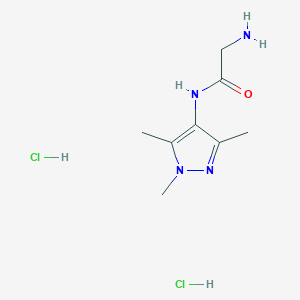 molecular formula C8H16Cl2N4O B2647593 2-amino-N-(1,3,5-trimethyl-1H-pyrazol-4-yl)acetamide dihydrochloride CAS No. 1052547-49-5