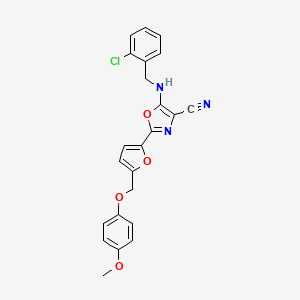 molecular formula C23H18ClN3O4 B2647595 5-((2-氯苄基)氨基)-2-(5-((4-甲氧基苯氧基)甲基)呋喃-2-基)恶唑-4-腈 CAS No. 941882-06-0