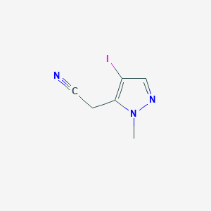 molecular formula C6H6IN3 B2647596 2-(4-Iodo-2-methylpyrazol-3-yl)acetonitrile CAS No. 2092083-58-2