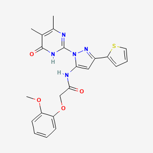 N-(1-(4,5-dimethyl-6-oxo-1,6-dihydropyrimidin-2-yl)-3-(thiophen-2-yl)-1H-pyrazol-5-yl)-2-(2-methoxyphenoxy)acetamide
