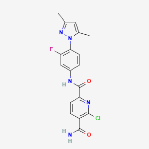 6-chloro-N2-[4-(3,5-dimethyl-1H-pyrazol-1-yl)-3-fluorophenyl]pyridine-2,5-dicarboxamide