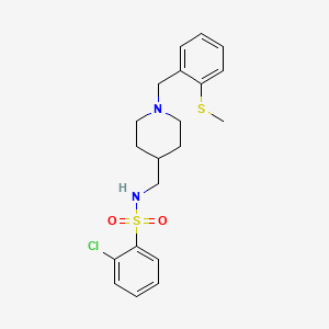 molecular formula C20H25ClN2O2S2 B2647606 2-chloro-N-((1-(2-(methylthio)benzyl)piperidin-4-yl)methyl)benzenesulfonamide CAS No. 1235669-51-8