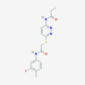 N-(6-((2-((3-fluoro-4-methylphenyl)amino)-2-oxoethyl)thio)pyridazin-3-yl)propionamide
