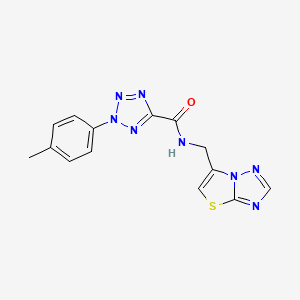 molecular formula C14H12N8OS B2647608 N-(thiazolo[3,2-b][1,2,4]triazol-6-ylmethyl)-2-(p-tolyl)-2H-tetrazole-5-carboxamide CAS No. 1396850-45-5