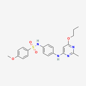 molecular formula C21H24N4O4S B2647634 4-methoxy-N-(4-((2-methyl-6-propoxypyrimidin-4-yl)amino)phenyl)benzenesulfonamide CAS No. 946202-00-2