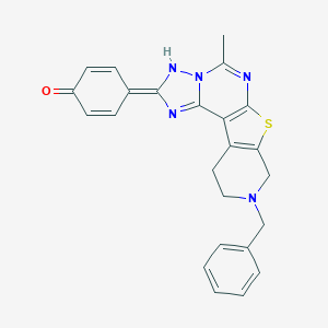 molecular formula C24H21N5OS B264764 4-(13-benzyl-7-methyl-10-thia-3,5,6,8,13-pentazatetracyclo[7.7.0.02,6.011,16]hexadeca-1(9),2,7,11(16)-tetraen-4-ylidene)cyclohexa-2,5-dien-1-one 