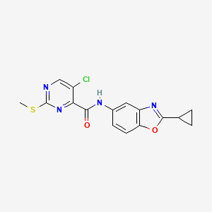 molecular formula C16H13ClN4O2S B2647647 5-chloro-N-(2-cyclopropyl-1,3-benzoxazol-5-yl)-2-(methylsulfanyl)pyrimidine-4-carboxamide CAS No. 1147660-54-5