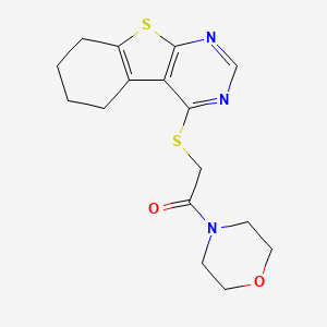 molecular formula C16H19N3O2S2 B2647648 1-Morpholin-4-yl-2-(5,6,7,8-tetrahydro-[1]benzothiolo[2,3-d]pyrimidin-4-ylsulfanyl)ethanone CAS No. 338424-49-0