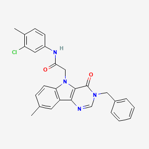 molecular formula C27H23ClN4O2 B2647659 2-(3-benzyl-8-methyl-4-oxo-3H-pyrimido[5,4-b]indol-5(4H)-yl)-N-(3-chloro-4-methylphenyl)acetamide CAS No. 1189733-45-6