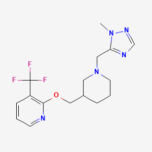molecular formula C16H20F3N5O B2647661 2-[[1-[(2-Methyl-1,2,4-triazol-3-yl)methyl]piperidin-3-yl]methoxy]-3-(trifluoromethyl)pyridine CAS No. 2380042-87-3