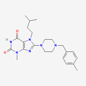 3-Methyl-7-(3-methylbutyl)-8-[4-[(4-methylphenyl)methyl]piperazin-1-yl]purine-2,6-dione