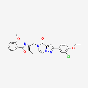 molecular formula C26H23ClN4O4 B2647666 2-(3-chloro-4-ethoxyphenyl)-5-((2-(2-methoxyphenyl)-5-methyloxazol-4-yl)methyl)pyrazolo[1,5-a]pyrazin-4(5H)-one CAS No. 1358820-16-2