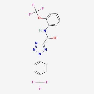 molecular formula C16H9F6N5O2 B2647669 N-(2-(三氟甲氧基)苯基)-2-(4-(三氟甲基)苯基)-2H-四唑-5-甲酰胺 CAS No. 1396759-41-3