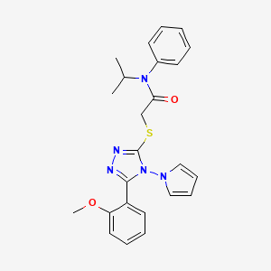 molecular formula C24H25N5O2S B2647670 2-{[5-(2-methoxyphenyl)-4-(1H-pyrrol-1-yl)-4H-1,2,4-triazol-3-yl]sulfanyl}-N-phenyl-N-(propan-2-yl)acetamide CAS No. 896316-63-5