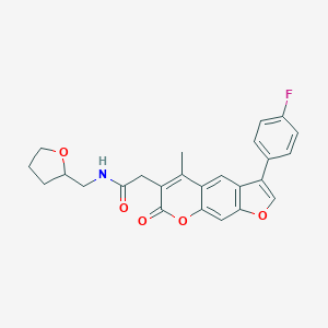 molecular formula C25H22FNO5 B264768 2-[3-(4-fluorophenyl)-5-methyl-7-oxo-7H-furo[3,2-g]chromen-6-yl]-N-(tetrahydro-2-furanylmethyl)acetamide 