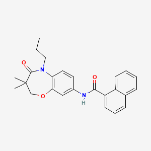 molecular formula C25H26N2O3 B2647682 N-(3,3-二甲基-4-氧代-5-丙基-2,3,4,5-四氢苯并[b][1,4]恶杂环庚-8-基)-1-萘酰胺 CAS No. 921567-39-7