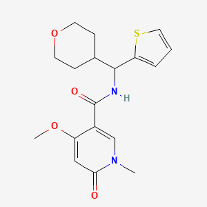 4-methoxy-1-methyl-6-oxo-N-((tetrahydro-2H-pyran-4-yl)(thiophen-2-yl)methyl)-1,6-dihydropyridine-3-carboxamide