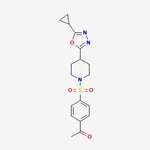 1-(4-((4-(5-Cyclopropyl-1,3,4-oxadiazol-2-yl)piperidin-1-yl)sulfonyl)phenyl)ethanone