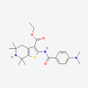 Ethyl 2-(4-(dimethylamino)benzamido)-5,5,7,7-tetramethyl-4,5,6,7-tetrahydrothieno[2,3-c]pyridine-3-carboxylate