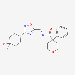 N-{[3-(4,4-difluorocyclohexyl)-1,2,4-oxadiazol-5-yl]methyl}-4-phenyloxane-4-carboxamide