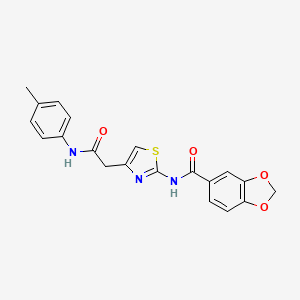 molecular formula C20H17N3O4S B2647725 N-(4-(2-氧代-2-(对甲苯基氨基)乙基)噻唑-2-基)苯并[d][1,3]二氧杂环-5-甲酰胺 CAS No. 921819-03-6