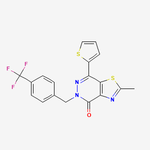 molecular formula C18H12F3N3OS2 B2647729 2-methyl-7-(thiophen-2-yl)-5-(4-(trifluoromethyl)benzyl)thiazolo[4,5-d]pyridazin-4(5H)-one CAS No. 941927-86-2