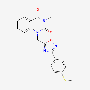 molecular formula C20H18N4O3S B2647740 3-ethyl-1-((3-(4-(methylthio)phenyl)-1,2,4-oxadiazol-5-yl)methyl)quinazoline-2,4(1H,3H)-dione CAS No. 1207033-39-3