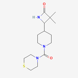 molecular formula C15H25N3O2S B2647741 3,3-Dimethyl-4-[1-(thiomorpholine-4-carbonyl)piperidin-4-yl]azetidin-2-one CAS No. 2094815-85-5