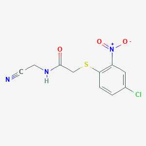 molecular formula C10H8ClN3O3S B2647744 2-(4-Chloro-2-nitrophenyl)sulfanyl-N-(cyanomethyl)acetamide CAS No. 1825591-39-6