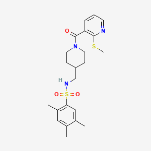 2,4,5-trimethyl-N-((1-(2-(methylthio)nicotinoyl)piperidin-4-yl)methyl)benzenesulfonamide