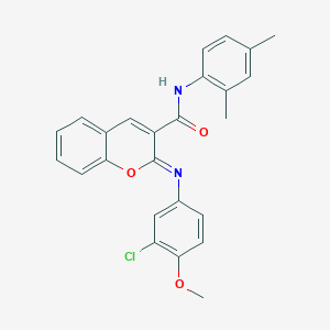 molecular formula C25H21ClN2O3 B2647756 (2Z)-2-[(3-chloro-4-methoxyphenyl)imino]-N-(2,4-dimethylphenyl)-2H-chromene-3-carboxamide CAS No. 1327183-52-7