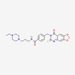 N-[3-(4-ethylpiperazin-1-yl)propyl]-4-({8-oxo-6-sulfanylidene-2H,5H,6H,7H,8H-[1,3]dioxolo[4,5-g]quinazolin-7-yl}methyl)benzamide