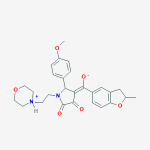 molecular formula C27H30N2O6 B264777 (E)-{2-(4-methoxyphenyl)-1-[2-(morpholin-4-ium-4-yl)ethyl]-4,5-dioxopyrrolidin-3-ylidene}(2-methyl-2,3-dihydro-1-benzofuran-5-yl)methanolate 