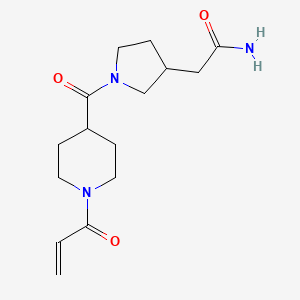 molecular formula C15H23N3O3 B2647777 2-[1-(1-Prop-2-enoylpiperidine-4-carbonyl)pyrrolidin-3-yl]acetamide CAS No. 2361824-00-0