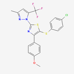5-(4-Chlorophenyl)sulfanyl-4-(4-methoxyphenyl)-2-[3-methyl-5-(trifluoromethyl)pyrazol-1-yl]-1,3-thiazole